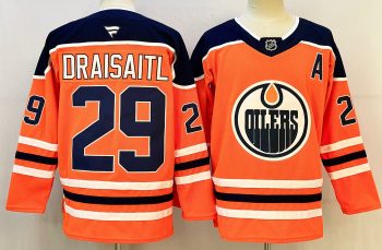 Edmonton Oilers #29 Draisaitl Orange stitched hockey jersey
