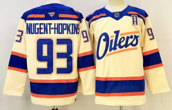 Edmonton Oilers #93 Nugent-Hopkins Cream stitched hockey jersey