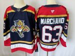 Florida Panthers #63 Marchand Navy Blue & Red stitched hockey jersey
