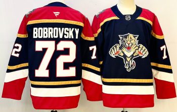 Florida Panthers #72 Bobrovsky Navy & Red stitched hockey jersey