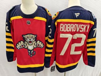 Florida Panthers #72 Bobrovsky Red & Navy stitched hockey jersey