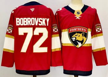 Florida Panthers #72 Bobrovsky Red stitched hockey jersey