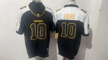 Green Bay Packers #10 Love black Stitched Jersey (2)