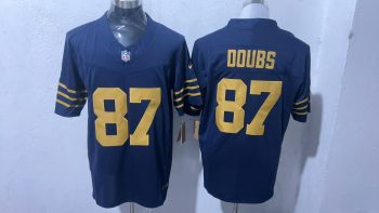 Green Bay Packers #87 Doubs Navy Blue Stitched Jersey