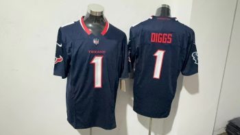 Houston Texans 1 Stefon Diggs Navy Blue Stitched Jersey