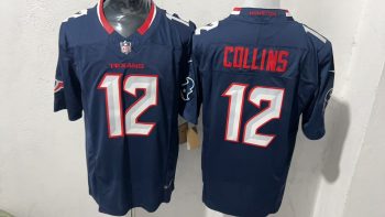 Houston Texans 12 Nico Collins Navy Blue Stitched Jersey