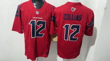 Houston Texans 12 Nico Collins Red Stitched Jersey
