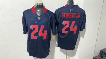 Houston Texans 24 Derek Stingley Jr. Navy Blue H-Town Stitched Jersey