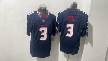 Houston Texans 3 Tank Dell Navy Blue Stitched Jersey