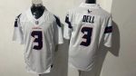 Houston Texans 3 Tank Dell White Stitched Jersey