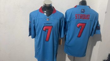 Houston Texans 7 C.J. Stroud Light Blue H-Town Stitched Jersey