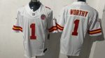 Kansas City Chiefs #1 Worthy White Stitched Jersey