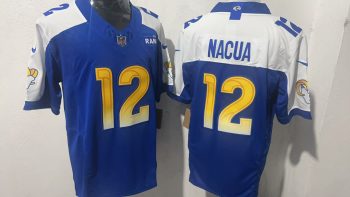 Los Angeles Rams #12 Puka Nacua Royal Blue Throwback Stitched Jersey