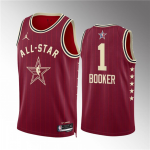 Men’s 2024 All-Star #1 Devin Booker Crimson Stitched Basketball Jersey