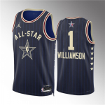 Men’s 2024 All-Star #1 Zion Williamson Navy Stitched Basketball Jersey