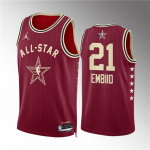Men’s 2024 All-Star #21 Joel Embiid Crimson Stitched Basketball Jersey