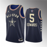 Men’s 2024 All-Star #5 Anthony Edwards Navy Stitched Basketball Jersey