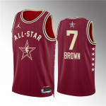 Men’s 2024 All-Star #7 Jaylen Brown Crimson Stitched Basketball Jersey