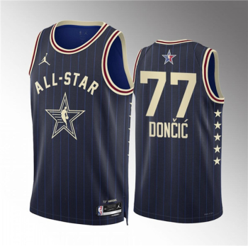 Men's 2024 All-Star #77 Luka Doni Navy Stitched Basketball Jersey