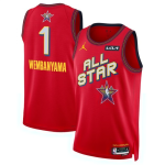 Men’s 2025 All-Star #1 Victor Wembanyama Red Stitched Basketball Jersey