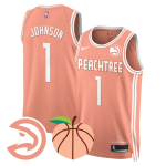 Men’s Atlanta Hawks #1 Jalen Johnson ‘Peachtree’ City Edition Jersey – Peach