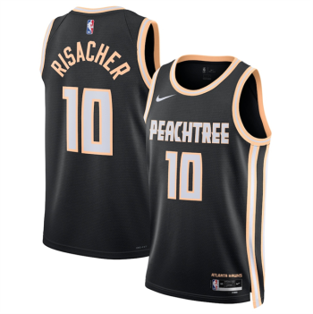 Men's Atlanta Hawks #10 Zaccharie Risacher Black 2025-26 City Edition Stitched