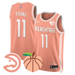 Men’s Atlanta Hawks #11 Trae Young ‘Peachtree’ City Edition Jersey – Peach