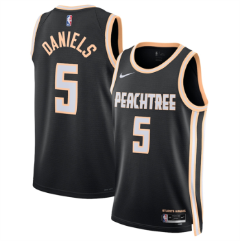 Men's Atlanta Hawks #5 Dyson Daniels Black 2025-26 City Edition Stitched Jersey