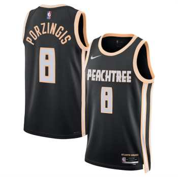 Men's Atlanta Hawks #8 Kristaps Porzigis Black 2025-26 City Edition Stitched