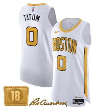 Men's Boston Celtics #0 Jayson Tatum White Gold 2025-26 City Edition