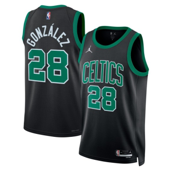 Men's Boston Celtics #28 Hugo Gonzalez Black Statement Edition Stitched