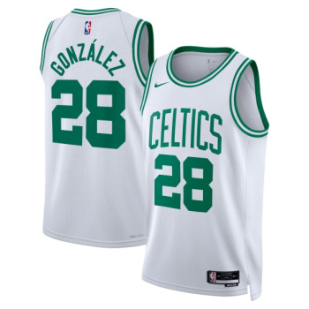 Men's Boston Celtics #28 Hugo Gonzalez White Association Edition Stitched