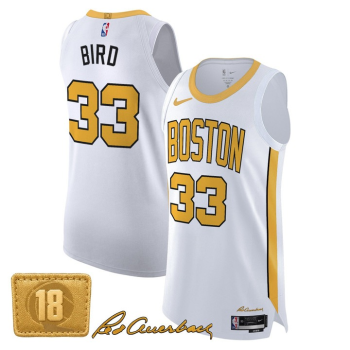 Men's Boston Celtics #33 Larry Bird White Gold 2025-26 City Edition Swingman
