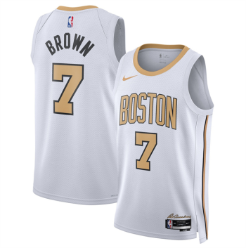 Men's Boston Celtics #7 Jaylen Brown White 2025-26 City Edition Stitched