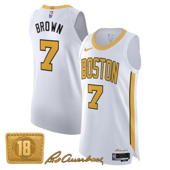 Men's Boston Celtics #7 Jaylen Brown White Gold 2025-26 City Edition