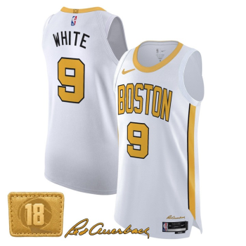 Men's Boston Celtics #9 Derrick White White Gold 2025-26 City Edition