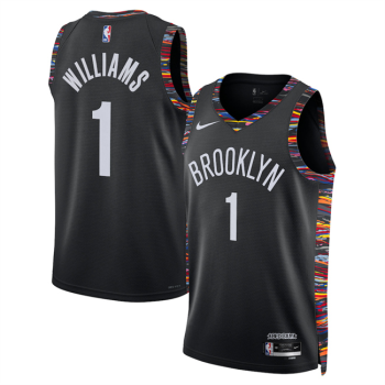 Men's Brooklyn Nets #1 Ziaire Williams Black 2025-26 City Edition Stitched Basketball