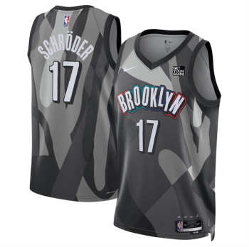 Men's Brooklyn Nets #17 Dennis Schröder Black 2024-25 City Edition Stitched
