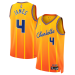 Men's Charlotte Hornets #4 Sion James Orange 2025-26 City Edition Stitched