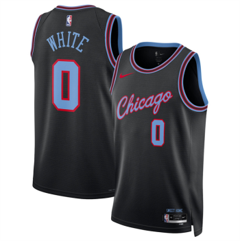 Men's Chicago Bulls #0 Coby White Black 2025-26 City Edition Stitched Basketball