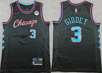 Men's Chicago Bulls #3 Josh Giddey Black 2025-26 City Edition Stitched Basketball