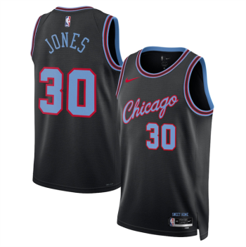 Men's Chicago Bulls #30 Tre Jones Black 2025-26 City Edition Stitched Basketball