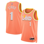 Men’s Cleveland Cavaliers #1 Max Strus Orange 2025-26 City Edition Stitched Jersey