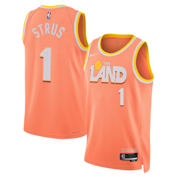 Men's Cleveland Cavaliers #1 Max Strus Orange 2025-26 City Edition Stitched Jersey