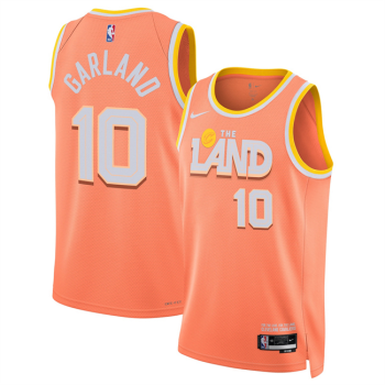 Men's Cleveland Cavaliers #10 Darius Garland Orange 2025-26 City Edition Stitched