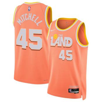 Men's Cleveland Cavaliers #45 Donovan Mitchell Orange 2025-26 City Edition Stitched