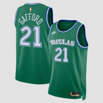 Men's Dallas Mavericks #21 Daniel Gafford Green 2025 Classic Edition Stitched