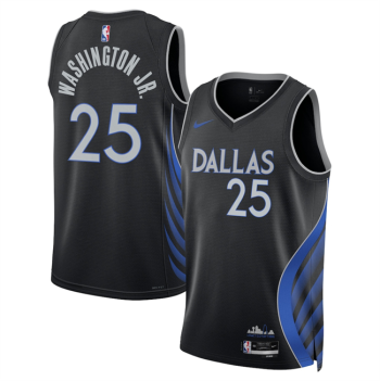 Men's Dallas Mavericks #25 P.J. Washington Black 2025-26 City Edition Stitched