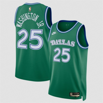 Men's Dallas Mavericks #25 P.J. Washington Green 2025 Classic Edition Stitched