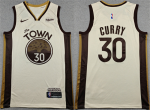 Men’s Golden State Warriors #30 Stephen Curry Tan City Edition Stitched Basketball